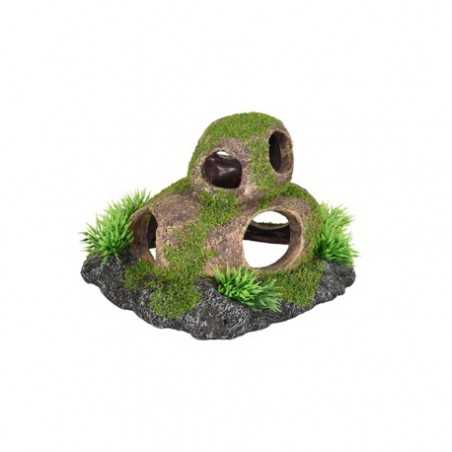 Piedras con agujero y musgo 17x14x10cm